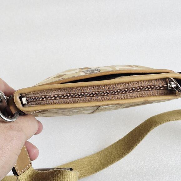 Coach Signature Jacquard Crossbody Bag Khaki Brown 10148 Sm Canvas Leather Trim - Picture 10 of 12